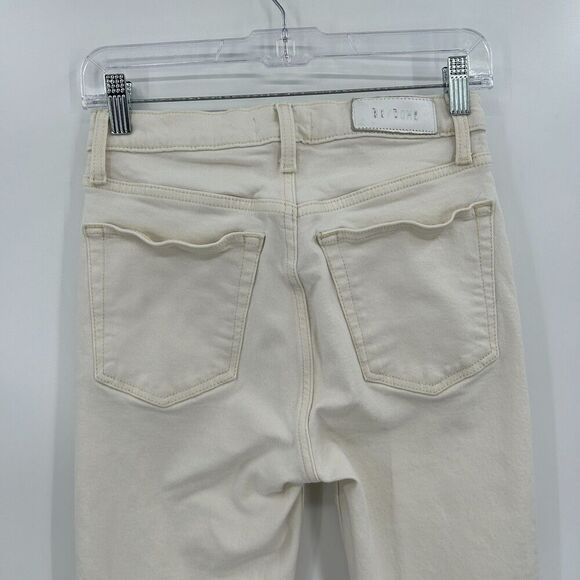 RE/DONE Vintage White Ivory 90's High Rise Ankle Crop Rigid Denim Jeans Size 26 - Picture 6 of 10